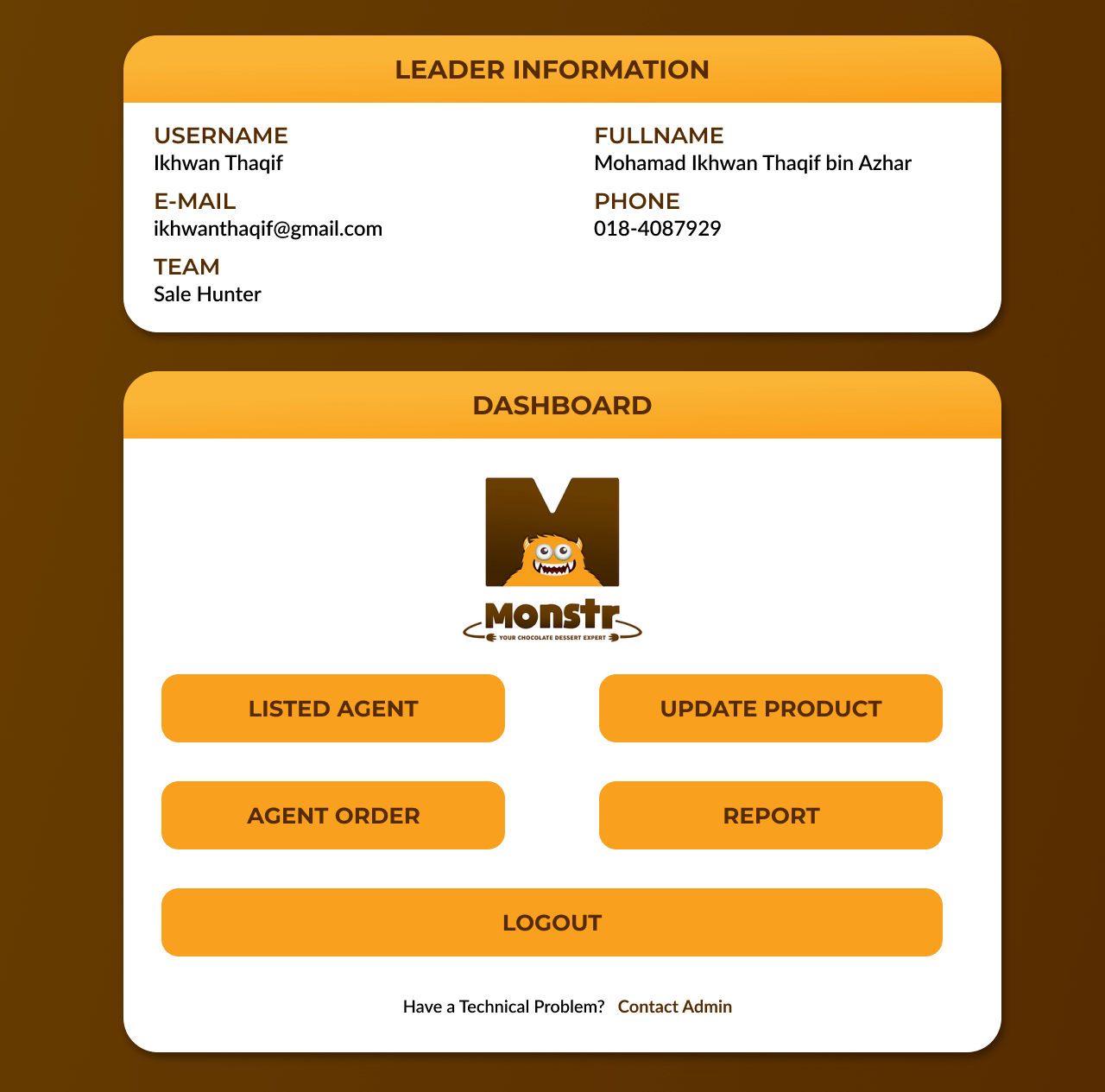 1. Dashboard (Leader)