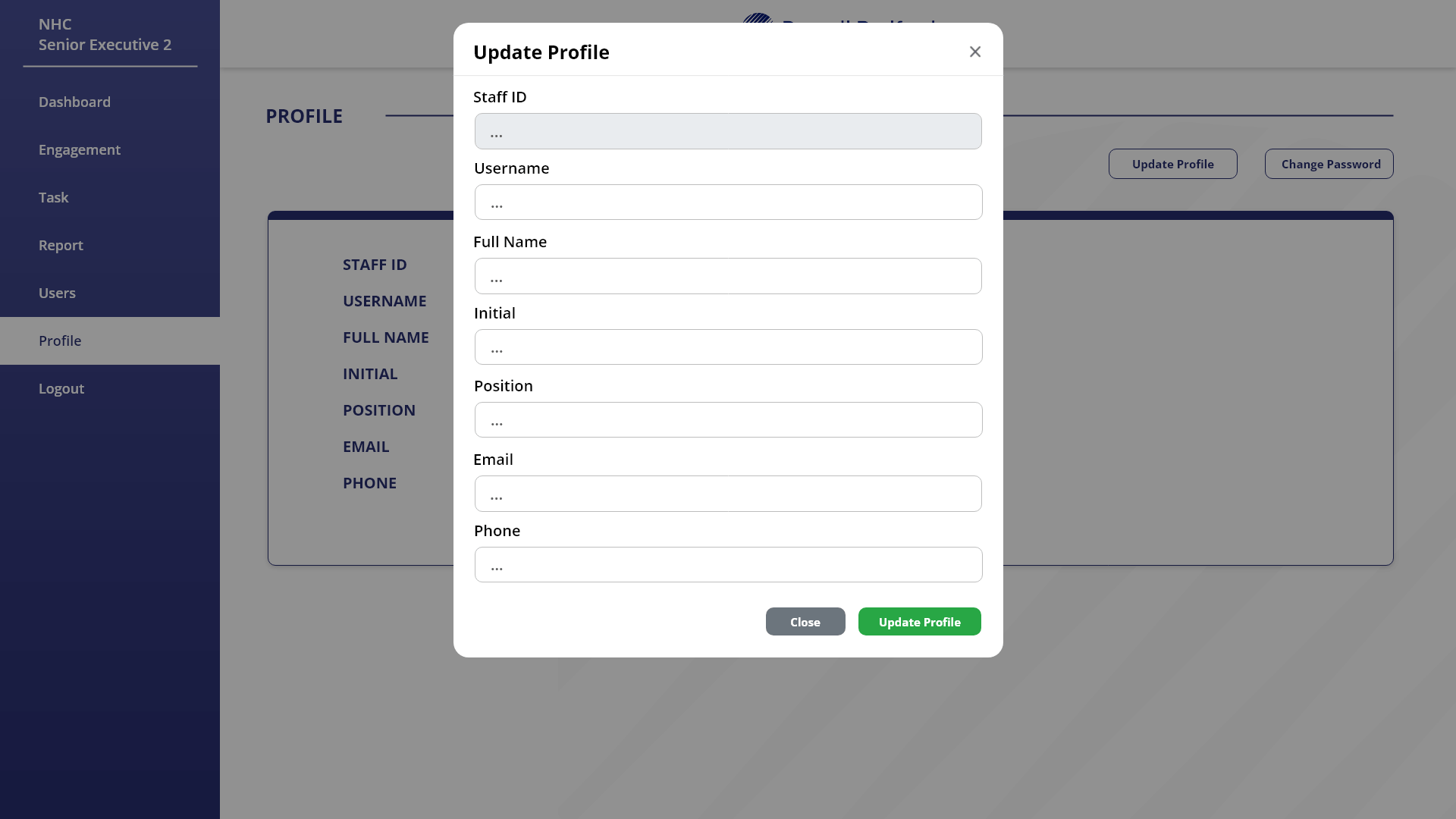 16. Profile Page - Leader (Portfolio Holder) ; Update Profile