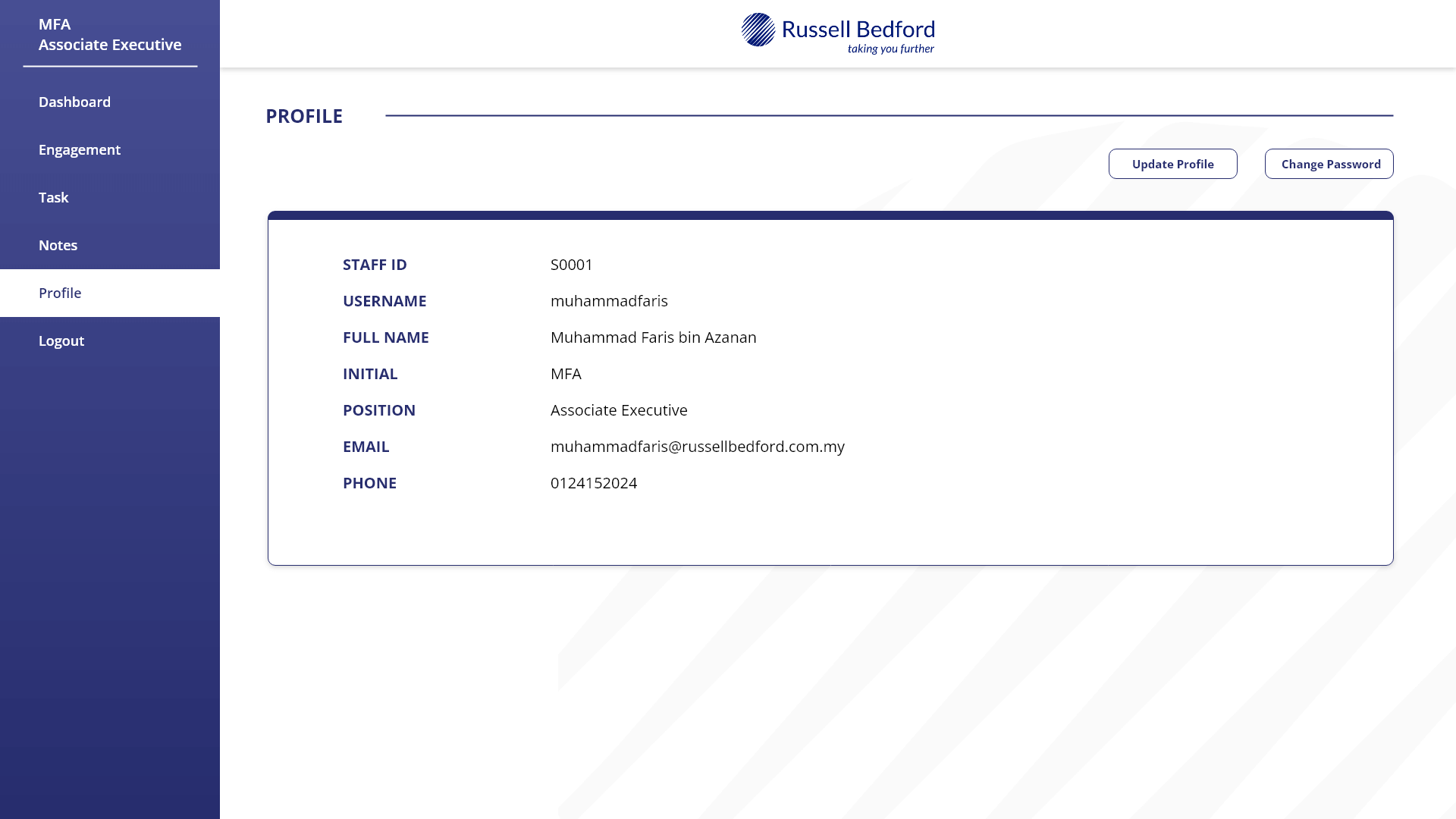 18. Profile Page - Member (Audit Assistant)