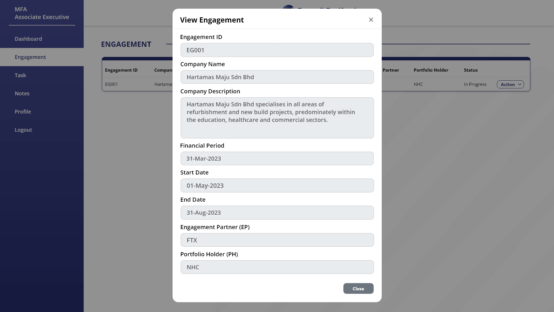 9. Engement Page - Member (Audit Assistant) ; View Engagement